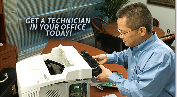 The technicians are HP LaserJet Certified.